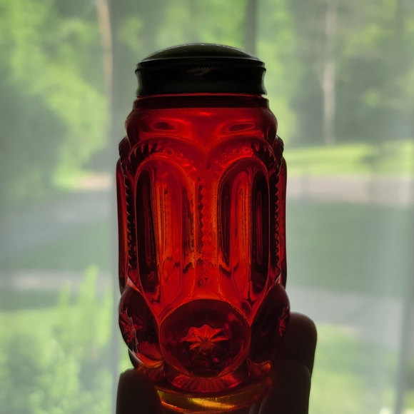 Le Smith Amberina Glass Moon And Stars Salt And Pepper Shakers Vintage - Picture 4 of 4